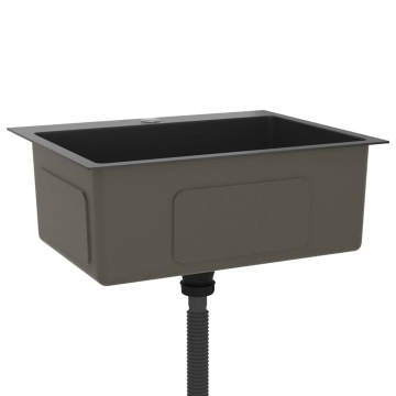 Chiuvetă de bucătărie, negru, oțel inoxidabil - Img 4