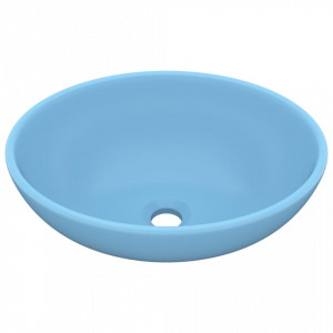 Chiuvetă de lux, albastru mat, 40x33 cm, ceramică, formă ovală - Img 2