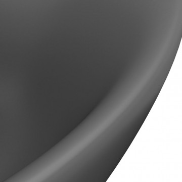 Chiuvetă lux cu preaplin gri închis mat 58,5x39cm ceramică oval - Img 7