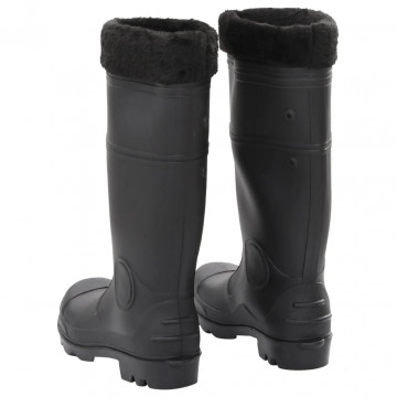 Cizme de ploaie cu șosete detașabile, negru, mărime 38, PVC - Img 8