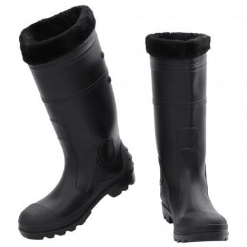 Cizme de ploaie cu șosete detașabile, negru, mărime 41, PVC - Img 2