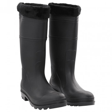 Cizme de ploaie cu șosete detașabile, negru, mărime 44, PVC - Img 1