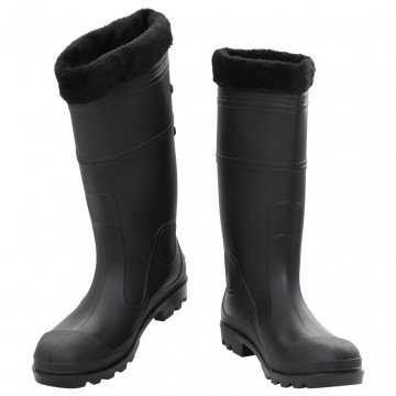 Cizme de ploaie cu șosete detașabile, negru, mărime 45, PVC - Img 2