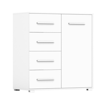 Comoda mini stela 1d4s, pal alb, 90x95x45 cm - Img 5