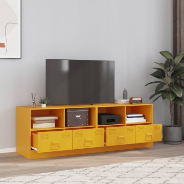 Comodă TV, 2 buc., galben muștar, 67x39x44 cm, oțel - Img 1
