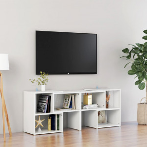 Comodă TV, alb extralucios, 104x30x52 cm, PAL - Img 1