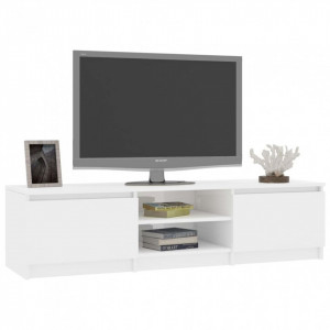 Comodă TV, alb extralucios, 140 x 40 x 35,5 cm, PAL - Img 3
