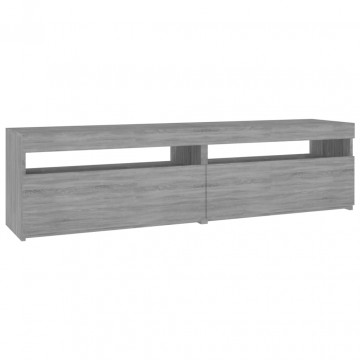 Comodă TV cu lumini LED, 2 buc., Sonoma gri, 75x35x40 cm - Img 2