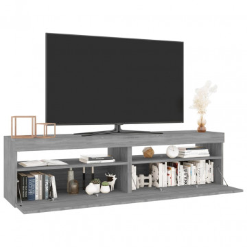Comodă TV cu lumini LED, 2 buc., Sonoma gri, 75x35x40 cm - Img 5