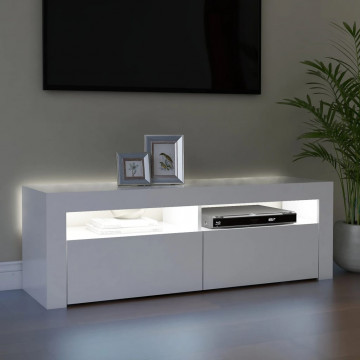 Comodă TV cu lumini LED, alb, 120x35x40 cm - Img 3