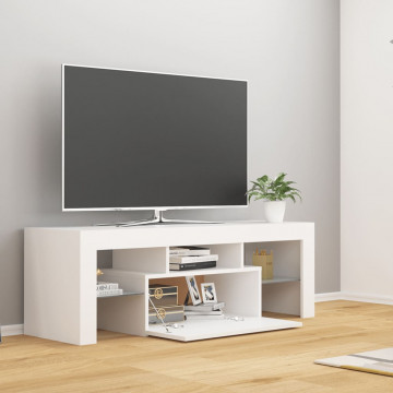 Comodă TV cu lumini LED, alb, 120x35x40 cm - Img 6