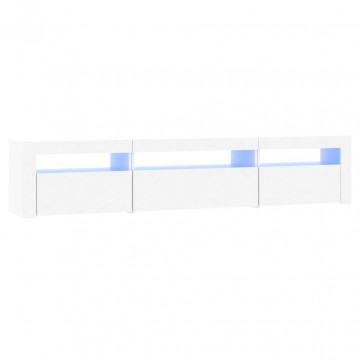 Comodă TV cu lumini LED, alb, 195x35x40 cm - Img 2