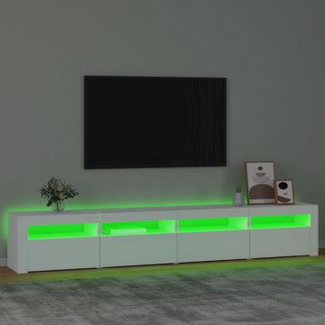 Comodă TV cu lumini LED, alb, 240x35x40 cm - Img 4