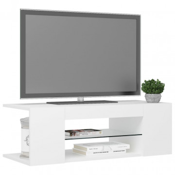 Comodă TV cu lumini LED, alb, 90x39x30 cm - Img 5
