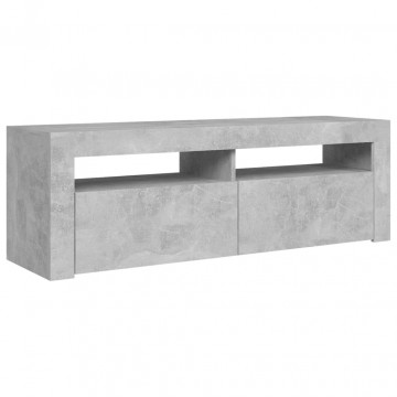 Comodă TV cu lumini LED, gri beton, 120x35x40 cm - Img 3