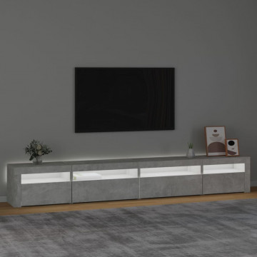 Comodă TV cu lumini LED, gri beton, 270x35x40 cm - Img 3