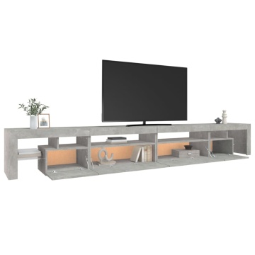 Comodă TV cu lumini LED, gri beton, 290x36,5x40 cm - Img 5