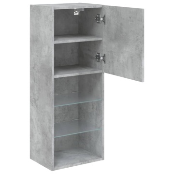 Comodă TV cu lumini LED, gri beton, 40,5x30x102 cm - Img 7