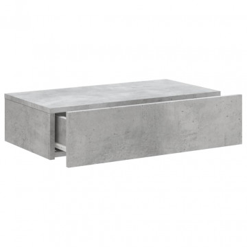 Comodă TV cu lumini LED, gri beton, 60x35x15,5 cm - Img 6