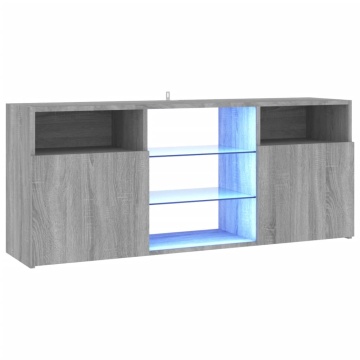 Comodă TV cu lumini LED, gri sonoma, 120x30x50 cm - Img 2