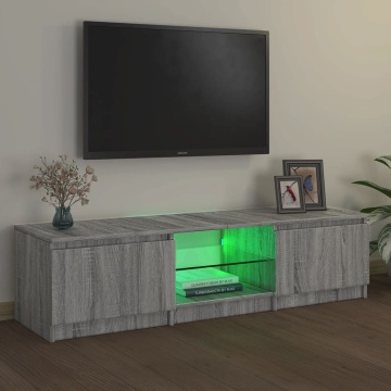 Comodă TV cu lumini LED, gri sonoma, 140x40x35,5 cm - Img 4