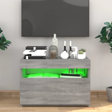 Comodă TV cu lumini LED, gri sonoma, 60x35x40 cm - Img 4