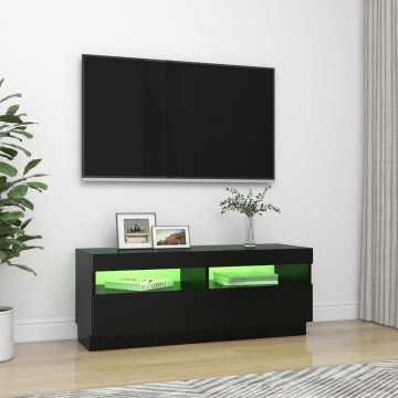 Comodă TV cu lumini LED, negru, 100x35x40 cm - Img 4