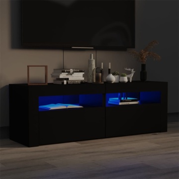 Comodă TV cu lumini LED, negru, 120x35x40 cm - Img 1