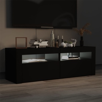 Comodă TV cu lumini LED, negru, 120x35x40 cm - Img 8