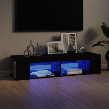 Comodă TV cu lumini LED, negru, 135x39x30 cm - Img 1