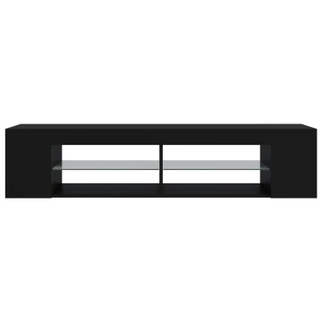 Comodă TV cu lumini LED, negru, 135x39x30 cm - Img 7