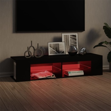 Comodă TV cu lumini LED, negru, 135x39x30 cm - Img 8