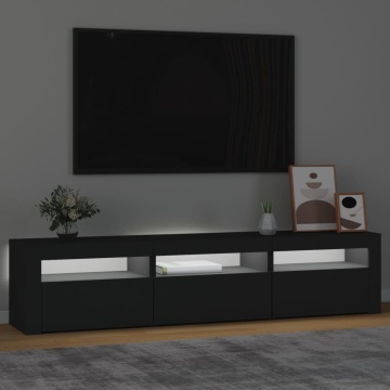 Comodă TV cu lumini LED, negru, 180x35x40 cm - Img 3