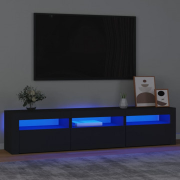 Comodă TV cu lumini LED, negru, 180x35x40 cm - Img 1