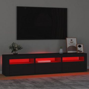 Comodă TV cu lumini LED, negru, 180x35x40 cm - Img 8