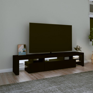 Comodă TV cu lumini LED, negru, 200x36,5x40 cm - Img 3