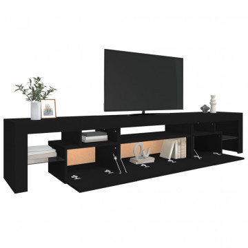 Comodă TV cu lumini LED, negru, 215x36,5x40 cm - Img 5