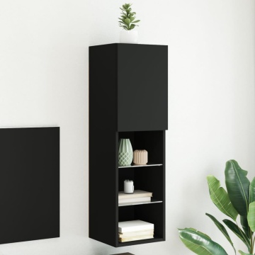 Comodă TV cu lumini LED, negru, 30,5x30x102 cm - Img 1