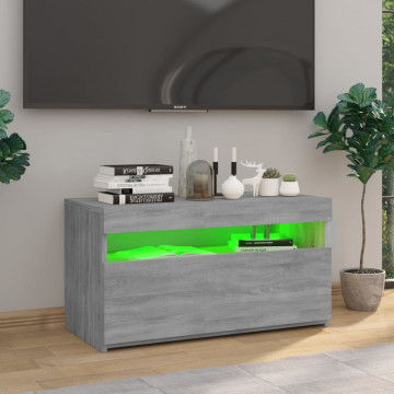 Comodă TV cu lumini LED, sonoma gri, 75x35x40 cm - Img 8
