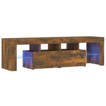 Comodă TV cu lumini LED, stejar fumuriu 140x36,5x40 cm - Img 2