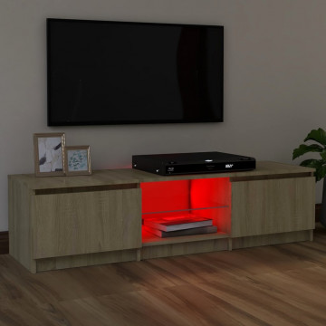 Comodă TV cu lumini LED, stejar sonoma, 120x30x35,5 cm - Img 3