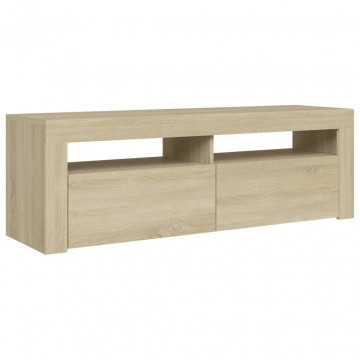 Comodă TV cu lumini LED, stejar sonoma, 120x35x40 cm - Img 3