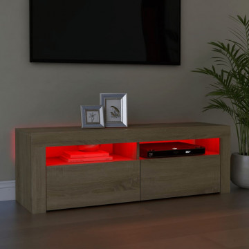 Comodă TV cu lumini LED, stejar sonoma, 120x35x40 cm - Img 8