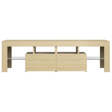 Comodă TV cu lumini LED, stejar sonoma, 140x36,5x40 cm - Img 7