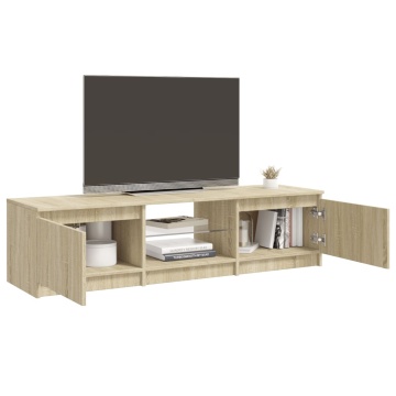 Comodă TV cu lumini LED, stejar sonoma, 140x40x35,5 cm - Img 6