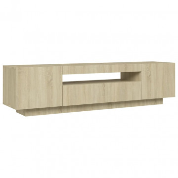 Comodă TV cu lumini LED, stejar sonoma, 160x35x40 cm - Img 6