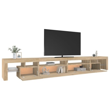 Comodă TV cu lumini LED, stejar sonoma, 290x36,5x40 cm - Img 5