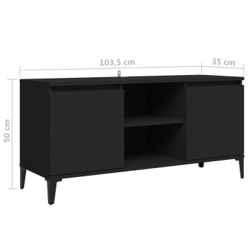 Comodă TV cu picioare metalice, negru, 103,5x35x50 cm - Img 7