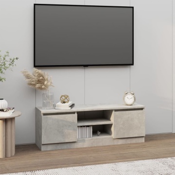 Comodă TV cu ușă, gri beton, 102x30x36 cm - Img 1