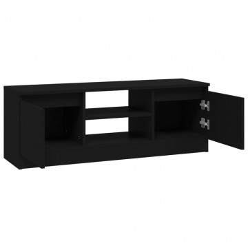 Comodă TV cu ușă, negru, 102x30x36 cm - Img 5